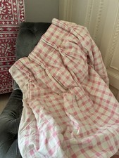 7.2FT  VINTAGE DESIGNER GUILD PINK COUNTRY GINGHAM BESPOKE INTERLINED CURTAINS