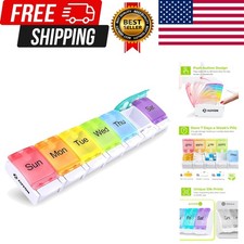 Weekly Pill Organizer Arthritis Friendly, BPA Free Travel 7 Day Pill Box Case...