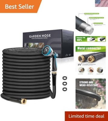 50ft Non-Expandable Garden Hose: Flexible, Lightweight, Rust-Proof & Tangle-Free
