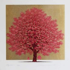 Hajime Namiki Woodblock Print "Dogwood 10"
