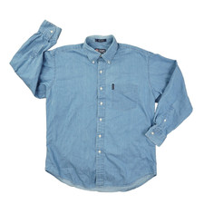 Chaps Ralph Lauren Vintage 90s Denim Button Up Dress Shirt Men's 16 32/33