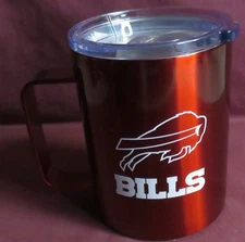 NEW, BUFFALO BILLS, RED NFL STAINLESS STEEL 15 oz. Coffee Mug Cup, Logo Brands