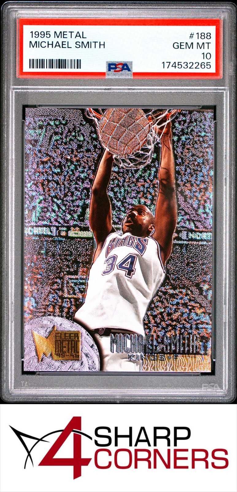 1995 METAL #188 MICHAEL SMITH CLIPPERS POP 4 PSA 10
