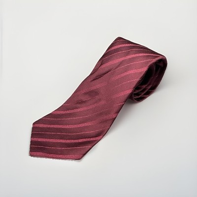 Isaia Men's Napoli 7-Fold Tie Authentc 100% Silk Red Striped