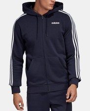 Adidas Men's Essentials 3 Stripes Fleece Full Zip Hoodie Small Legend Ink NWT