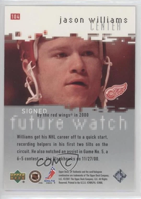 2000-01 SP Authentic Future Watch /900 Jason Williams #104 Rookie RC - Image 2 of 2
