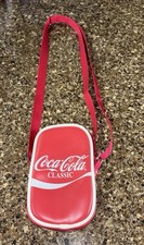 Coca Cola Iconic Bold Red White Small Crossbody Purse Adjustable Strap Vinyl