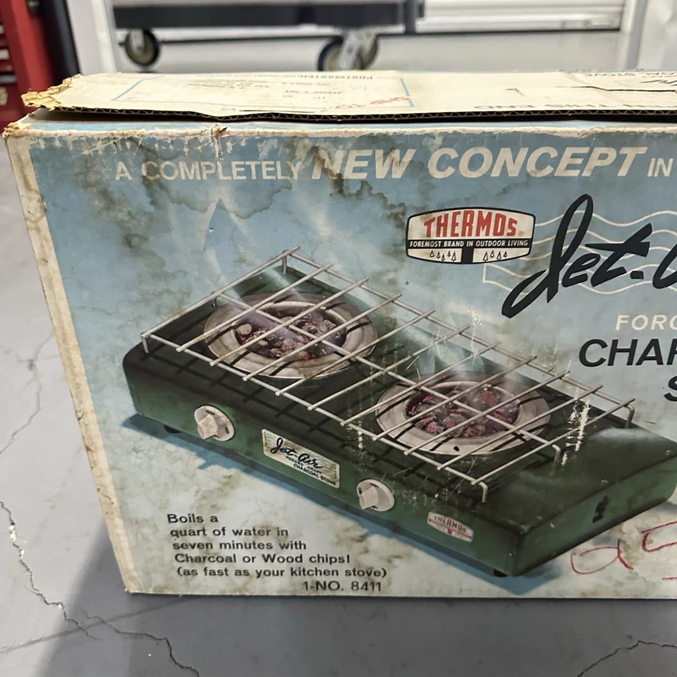 Casa rodante cámper Mid Century termo a chorro aire tiro forzado carbón campamento estufa Airstream Foto 3 de 4