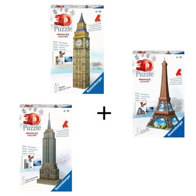 3D Puzzle Städte-Bundle   Big Ben, Eiffelturm & Empire State Building