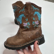 Roper Horse Flowers Light Up Glitter Cowgirl Western Boots 10 Girls