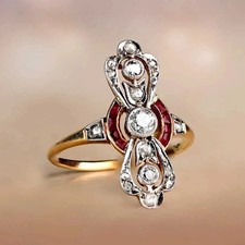 Art Deco Style Lab-Created Diamond Ruby Cockt...