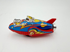PlayGo Tinplate Masudaya Thunder Racer Robot Rocket Tin Toy Friction Space Ship 