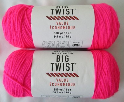 BIG TWIST Value Yarn Hot Pink Acrylic Yarn 380 Yards - 6oz. - #4 Worsted 2 Skein