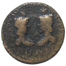 CILICIA, FALVIOPOLIS. AE 24. ANTONINUS PIUS, 138-161 AD. DIOSCURI REVERSE.