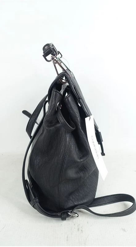 Calvin Klein Women’s Black Leather Flap Closure Backpack, NWT - Image 3 of 4