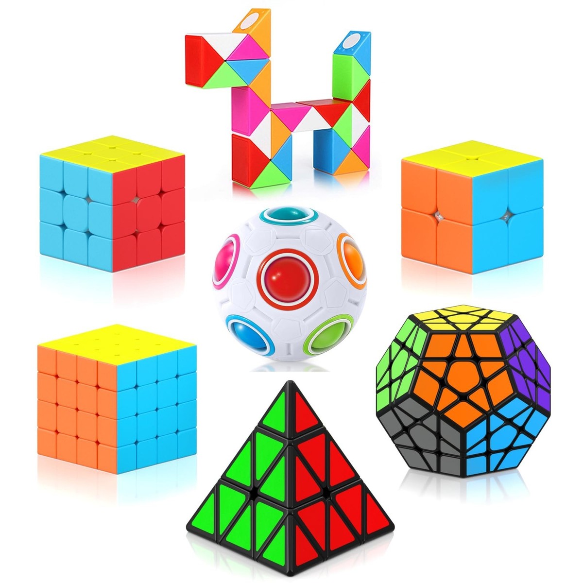 Vdealen Speed Cube Set, 7 Pack Puzzle Cube Bundle Fidget Ball 2x2