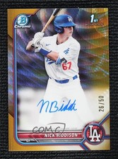 2022 Bowman Draft Chrome Pick Gold Wave Refractor 26/50 Nick Biddison Auto uk2