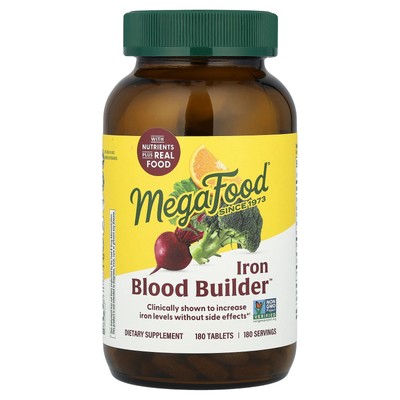 MegaFood Blood Builder 180 Tablets Dairy-Free, Kosher, Non-GMO, NSF Certified,
