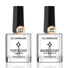 Base Top Coat Nail Polish: Clear Quick Dry Nail Polish High Shine Long Lastin...