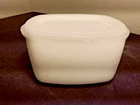 Vintage Federal Glass White Milk Glass Oven Refrigerator Ware 4” Dish w Lid