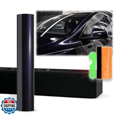 12"x60" (1FTx5FT) Azurite Black PET Super Gloss Metallic High Glossy Vinyl Wr