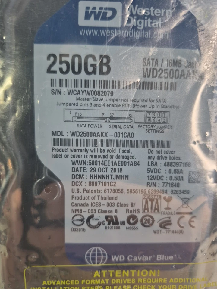 WD WD2500AAKX-001CA0 HBRNKTJCH (WMAY) Malsyaia 250gb 3.5" Sata HDD MAR2014V - Image 4 of 4
