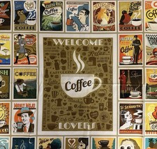 COFFEE TIME BY RILEY BLAKE COFFEE LOVERS RETRO COFFEE ADs FABRIC PANEL 36"x44"