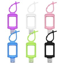 6Pcs Travel Size Empty Hand Sanitizer Holder with Silicone Keychain, 2 oz Leak