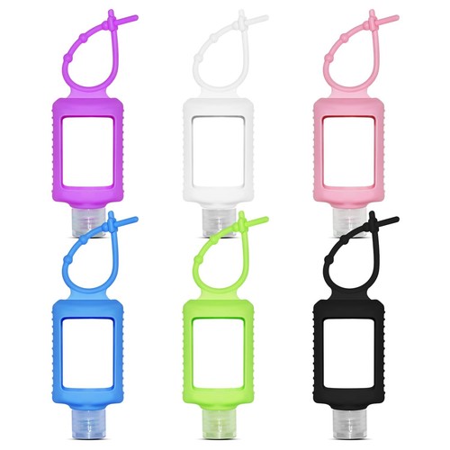 6Pcs Travel Size Empty Hand Sanitizer Holder with Silicone Keychain, 2 oz Leak - Picture 1 of 6