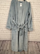 L.L.Bean Robe Womens Small Dusty Blue Wicked Plush Fleece Hooded Belted NEW 120