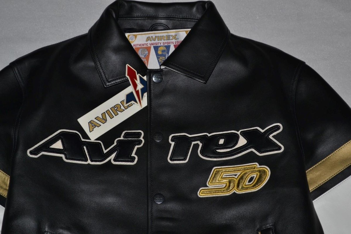 AVIREX ブラック レザージャケット XXL Avirex Record Breakers Varsity Leather Jacket Xl Black | eBay