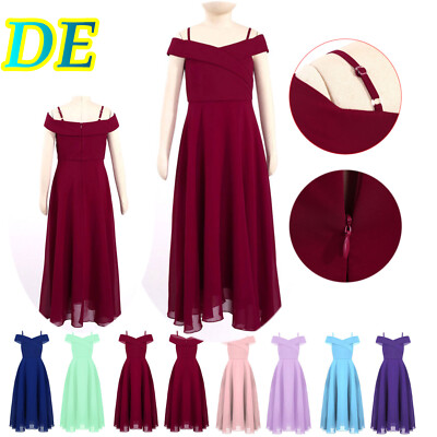 DE Mädchen Prom Formelle Party Brautjungfer Blume Kleid Off Schulter Abendkleid