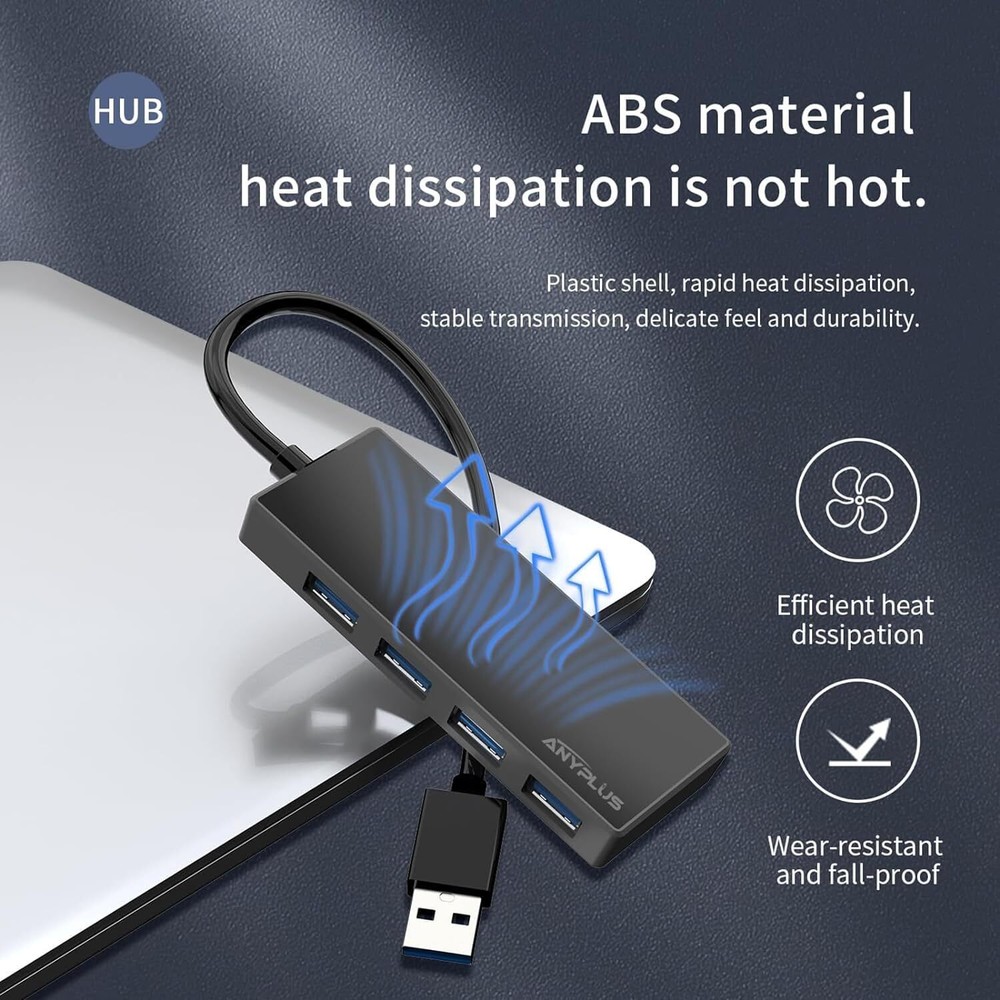4-Port USB 3.0 Hub - Compact Portable Multi-Port Expander