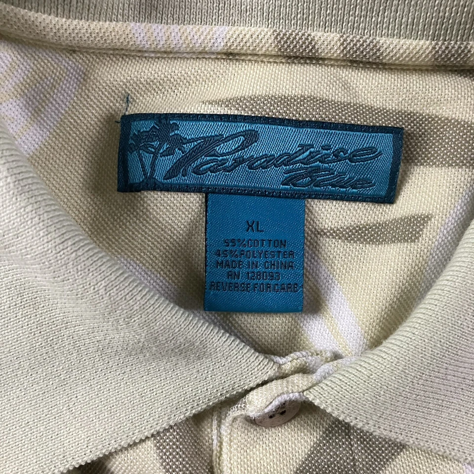 Camisa Polo de Golf Vintage Paradise Azul Para Hombre XL Amarilla Hawaiana Floral Tropical Foto 3 de 4
