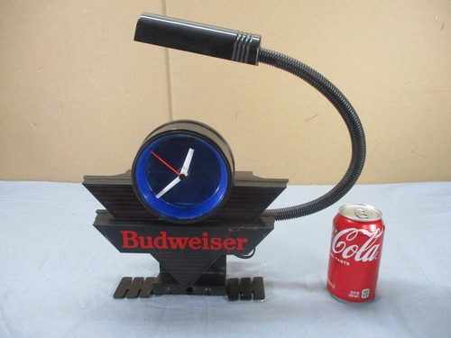Vintage 90er Budweiser Bieraufsatz Lichtuhr Bierschild mit Schwanenhalslampe - Bild 15 von 16