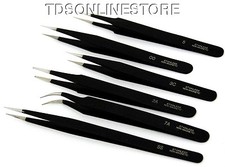6 Piece 5" epoxy Coated Anti Magnetic Tweezers