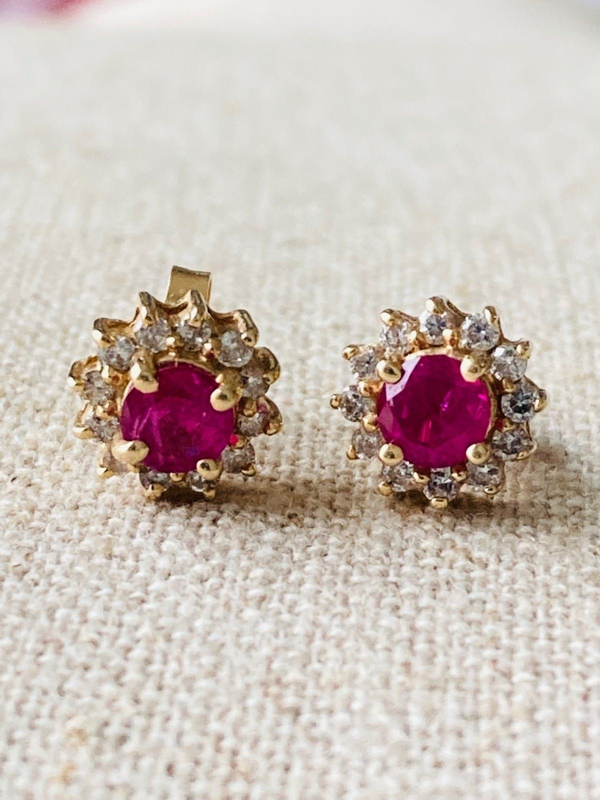 Effy 14k solid gold genuine ruby diamond Stud  Ea… - image 3