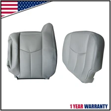 For 2003 2004 2005 2006 Chevy Silverado GMC Sierra Leather Seat Cover Gray 922