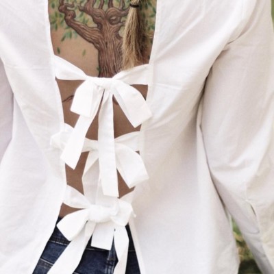 white open back shirt