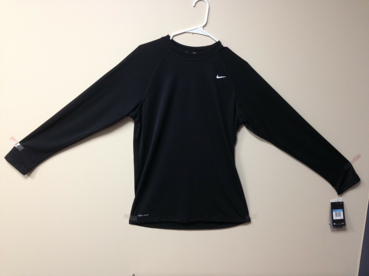 Nike Dri-Fit Hydroguard Long Sleeve Swim Top UPF 40+ Black