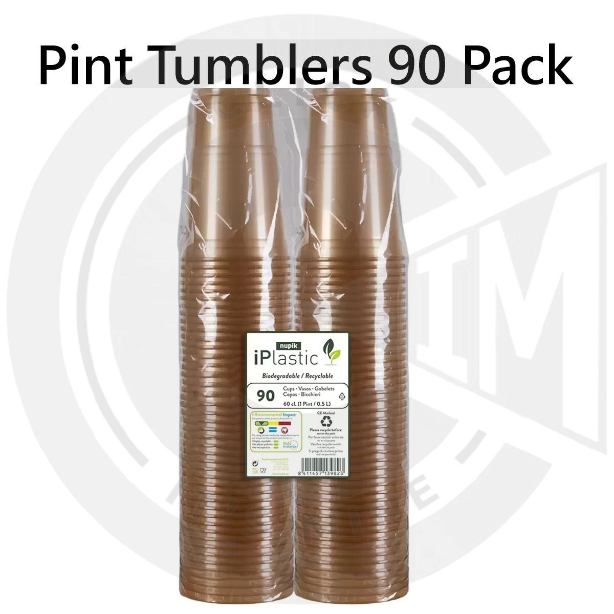 Vasos de pinta biodegradables y reciclables Nupik iPlastic paquete de valor de 90