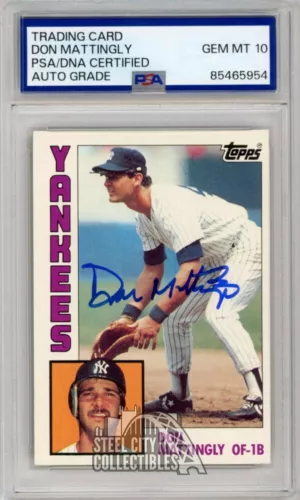 Don Mattingly 1984 Topps Autograph Rookie Card #8 PSA/DNA 10