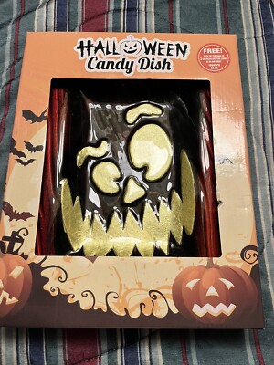 2 Halloween Glass Candy Dish New. Get It In Time Before Halloween! Treats! NIB!