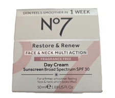 No7 Restore & Renew Face & Neck Day Cream SPF 30 (1.69 FL OZ) - Exp 01/2027