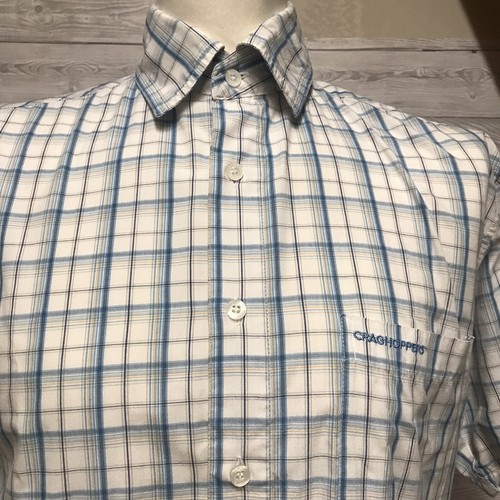 Craghoppers Men’s White Blue Check Short Sleeve Hiking Outdoor Shirt Size Medium - Picture 8 of 11