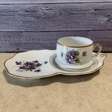 IWONO Violates Bone China Tea Cup and Saucer Vintage tea cup sandwich plate
