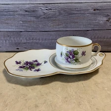 IWONO Violates Bone China Tea Cup and Saucer Vintage tea cup sandwich plate