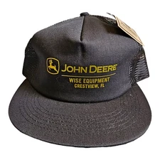 Vintage John Deere Wise Equipment Crestview FL K- Products Black Snapback Hat 