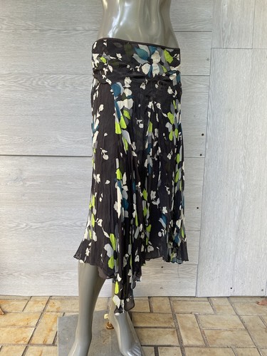 CARLISLE Women’s US 8, Silk Floral Long Skirt Asymmetrical Hem Waist Tie - Picture 2 of 22