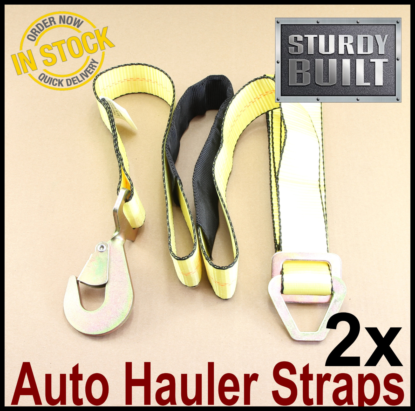 Auto Car Haul Flatbed Tie Down Kit Lasso Wheel Ratchet Strap with Snap Hook - Dawson Group Ltd